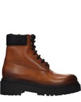 Prada Cognac Leather Combat Boots