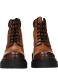 Prada Cognac Leather Combat Boots