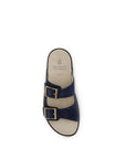 Brunello Cucinelli Double Buckle Black Leather Flat Sandals