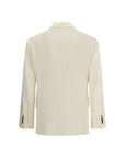 Brunello Cucinelli Porcelain White/Cream Wool-Casmhere Longline Blazer