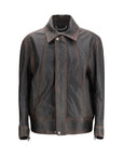 Golden Goose Brown Goatskin Leather Bomber Jacket