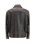 Golden Goose Brown Goatskin Leather Bomber Jacket