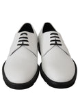 Dolce & Gabbana White Leather Derby Dress Shoes
