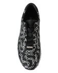 Jimmy Choo Logo Monza Black & Silver Leather Sneakers