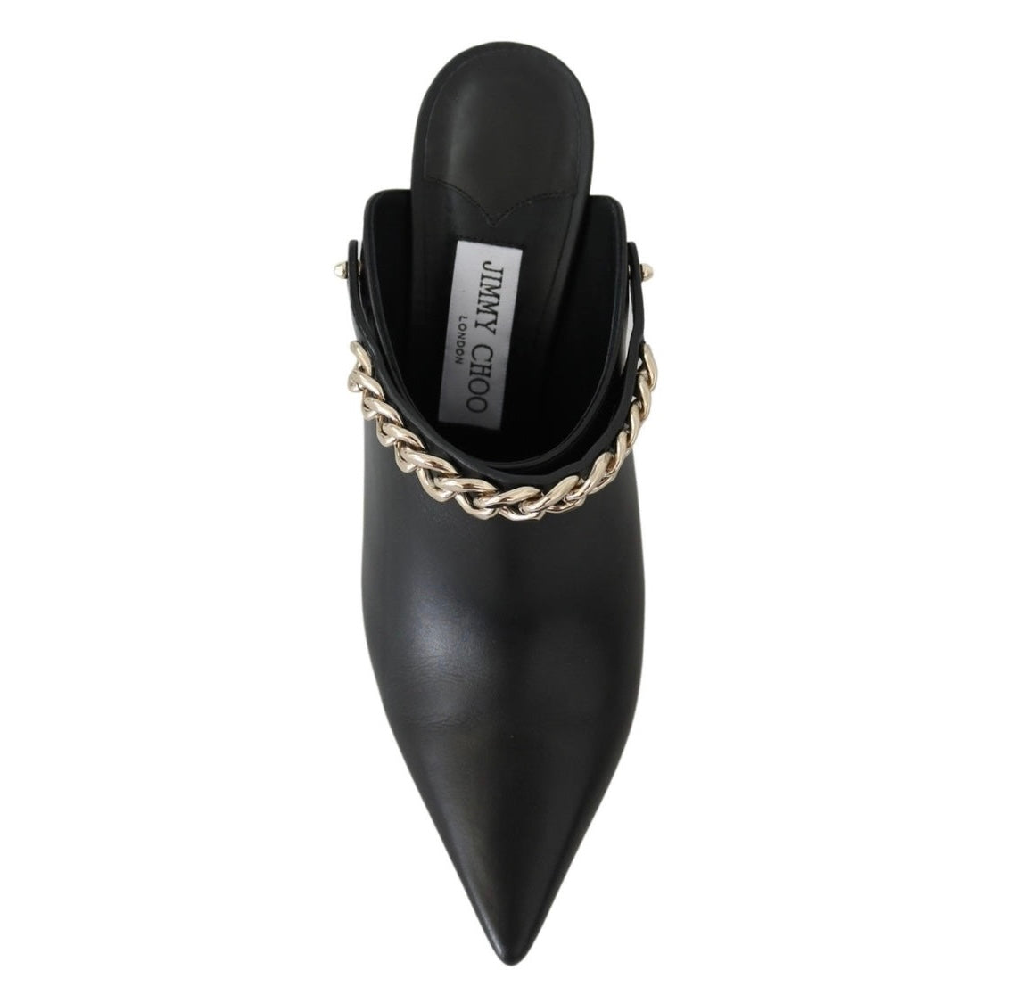 Jimmy Choo Gold Chain Black Leather Stiletto Pumps