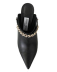 Jimmy Choo Gold Chain Black Leather Stiletto Pumps