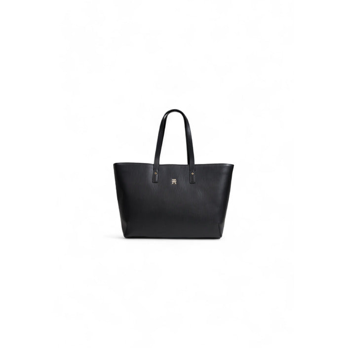 Tommy Hilfiger Logo Black Vegan Leather Tote Bag