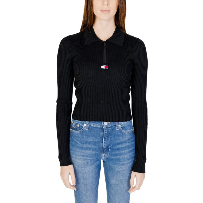 Tommy Hilfiger Jeans Logo Polo Collar Knit Sweater - black 