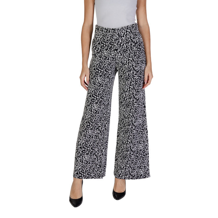 Ichi Abstract Pattern Wide Leg Pants Cotton-Blend