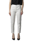Sandro Ferrone High Rise Slim Fit Pinstriped Crop Suit Pants - Linen-Cotton Blend