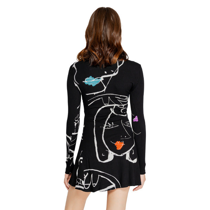 Desigual Line Art Graphic Winter Mini Dress