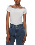 Calvin Klein Jeans Logo Cotton-Rich Off-Shoulder Top