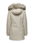Only Minimalist High Collar & Faux Fur Lined Hood Parka Jacket