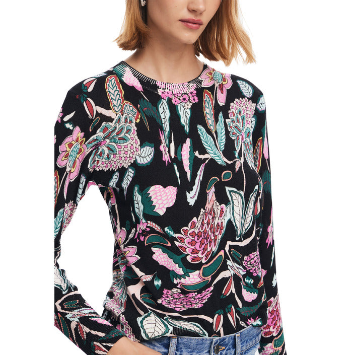 Desigual Floral Linen Blend Knit Top &amp; Sweater