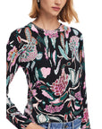 Desigual Floral Linen Blend Knit Top & Sweater