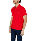 Emporio Armani Logo Cotton-Rich Polo Shirt - Red