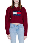 Tommy Hilfiger Logo V-Neck Loose-Fit Cropped Sweater