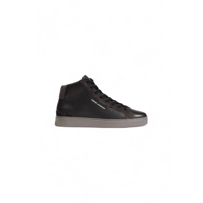 Crime London Logo Genuine Leather High Top Sneakers