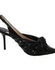 Jimmy Choo Black Leather Annabell 85 Slingback Pumps