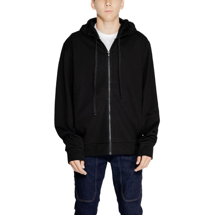 Emporio Armani Minimalist Hooded Jacket Cotton-Blend - black