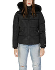 Calvin Klein Jeans Logo Faux Fur Lined Hood Puffer Jacket - Black