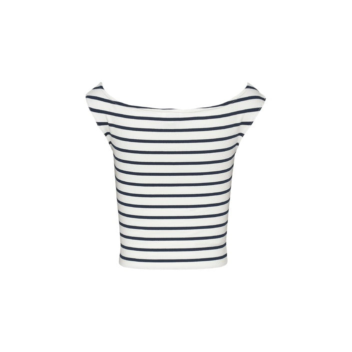 Tommy Hilfiger Jeans  Logo Stripe Off Shoulder Cotton Top