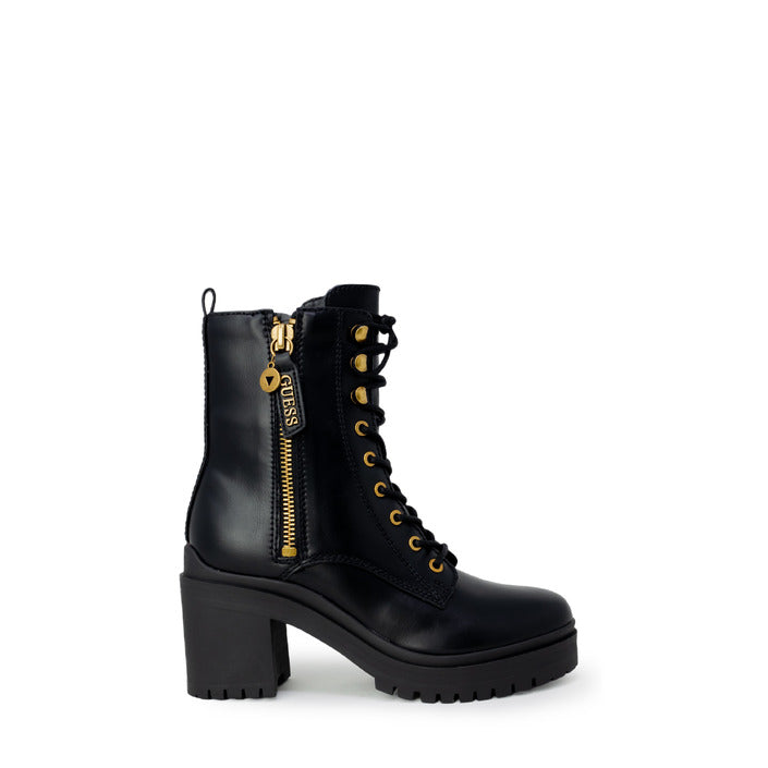 Guess Logo Vegan Leather Lace-Up Heel Boots