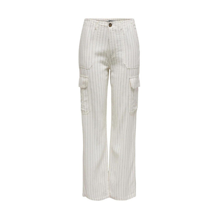 Only Linen Blend Stripe High Waist Cargo Pants