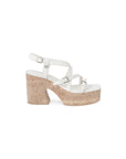 Guess Leather Chunky Cork Heel Sandals - White
