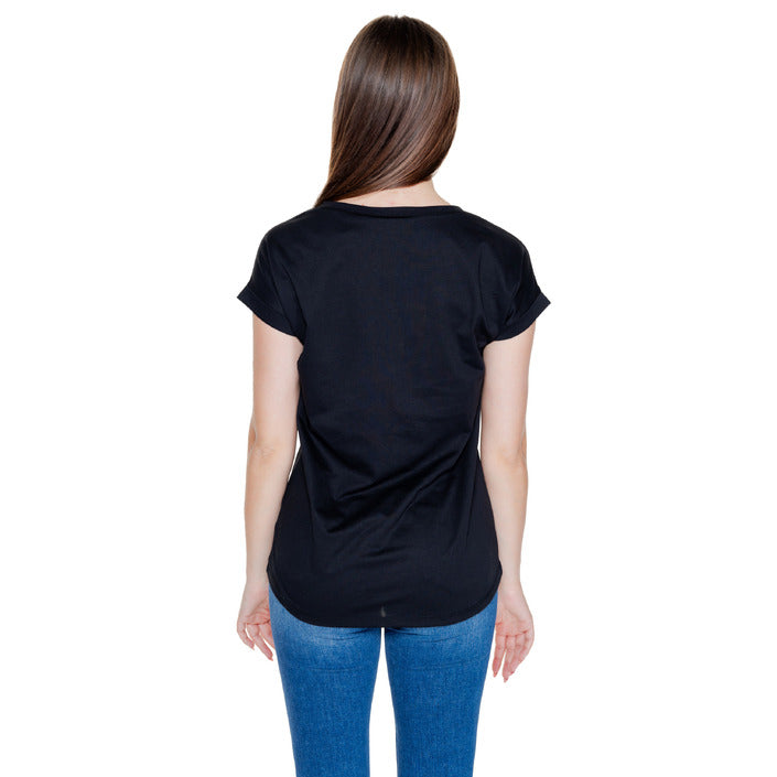 Vila Clothes Minimalist Cotton-Blend Black T-Shirt