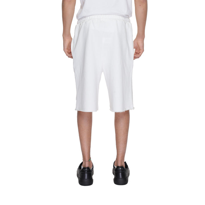 Underclub Logo 100% Cotton White Shorts Stretch Waist Raw Hem