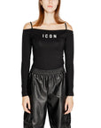 Icon Logo Cold Shoulder Long Sleeve Top Cotton Rich - black