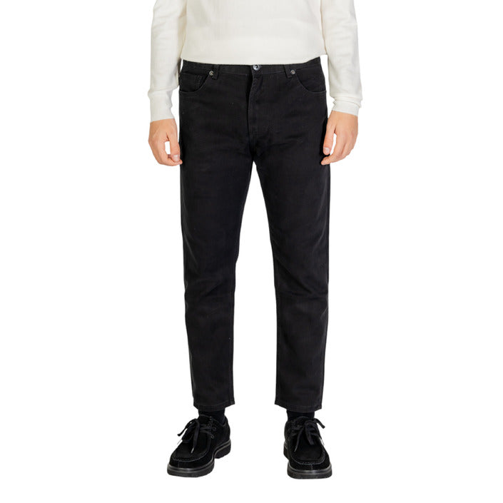 Gianni Lupo Minimalist Straight Leg Fit Ankle Cut Black Denim Jeans