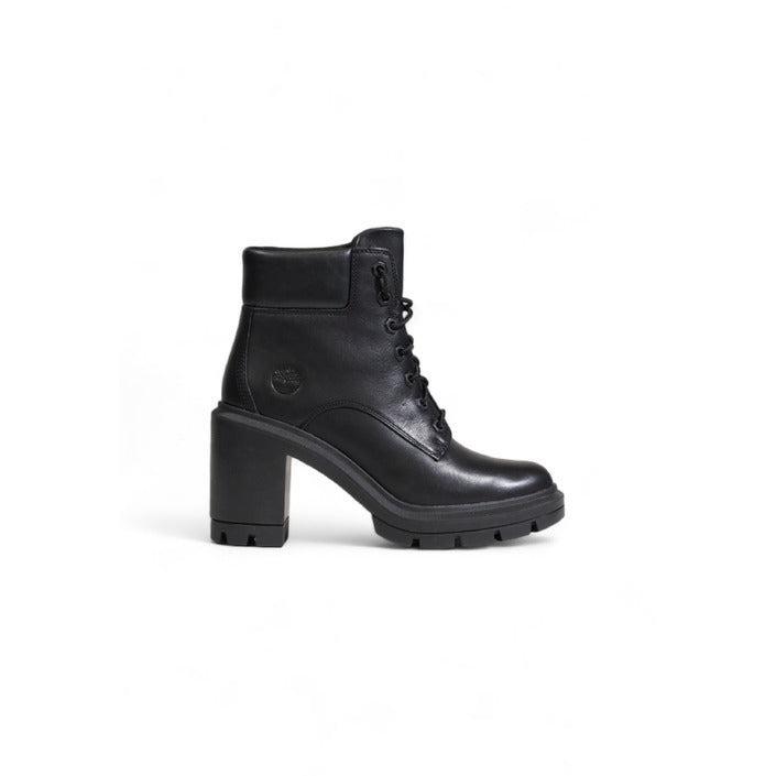 Timberland Minimalist Genuine Leather All Black Lace-Up Heel Boots