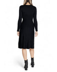 Morgan De Toi Button-Down Winter Black Midi Dress - Wool Blend