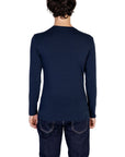 Emporio Armani Logo Cotton Crewneck Long Sleeve Top - navy blue