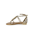 Guess Genuine Leather Zebra Print Flat Buckle Up Sandals