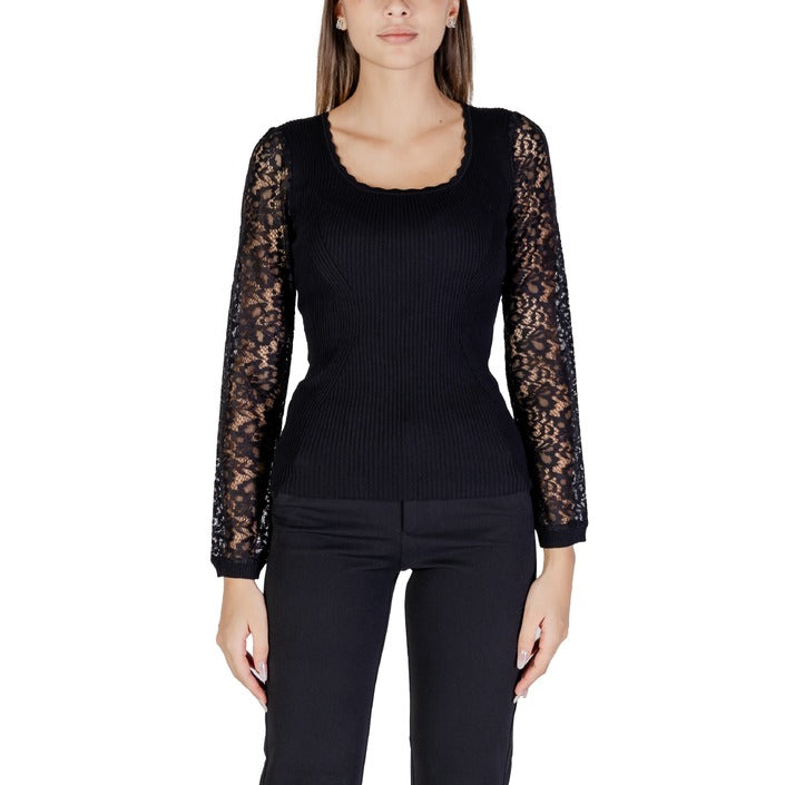 Morgan De Toi Black Lace Long Sleeve Top