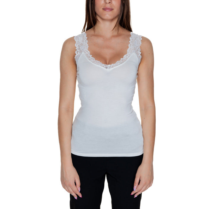 Vero Moda Minimalist Lace Trim Tank Top - white