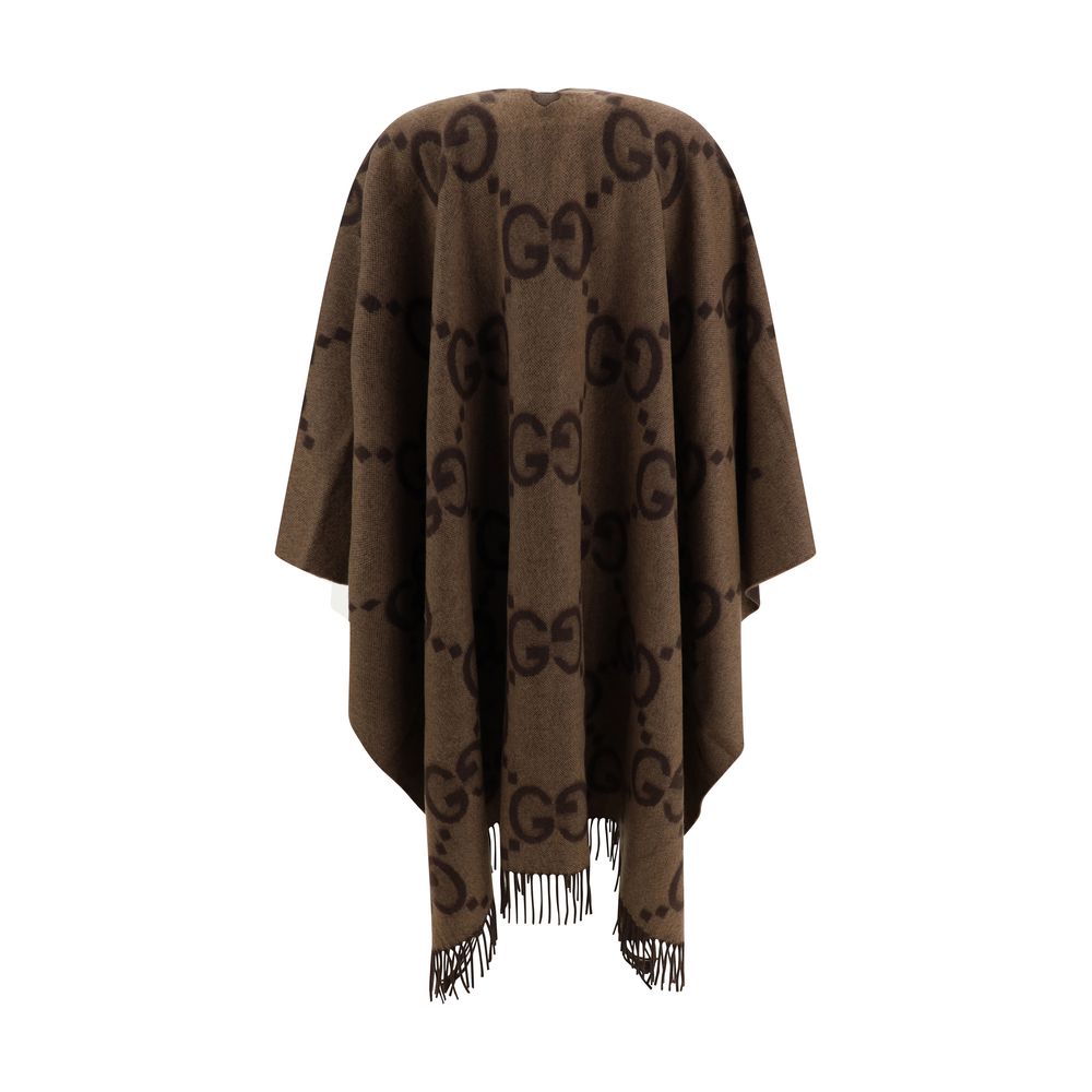 Gucci GG Brown Cashmere Cape & Shawl