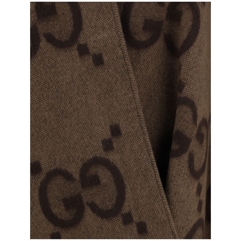 Gucci GG Brown Cashmere Cape & Shawl