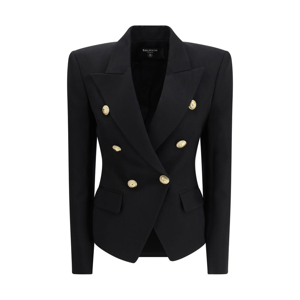 Balmain Wool Double-Breasted Waist Coat - Black