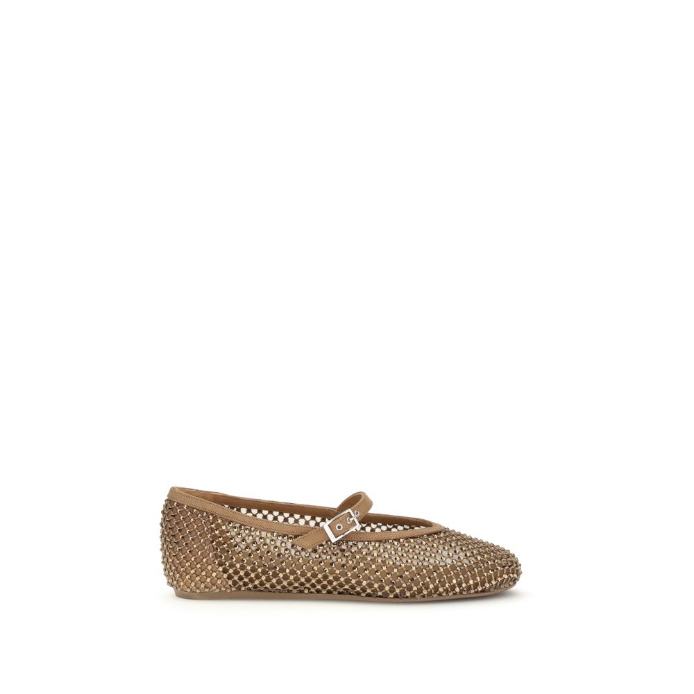 LE SILLA Gilda Crystal Embellished Mary Jane-Ballet Flats - Mocha Brown
