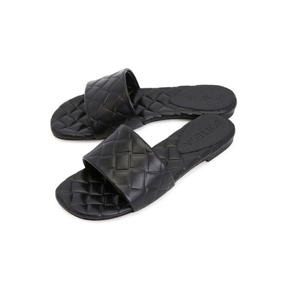 Bottega Veneta Black Quilted Leather Flat Sandals – Runway Door