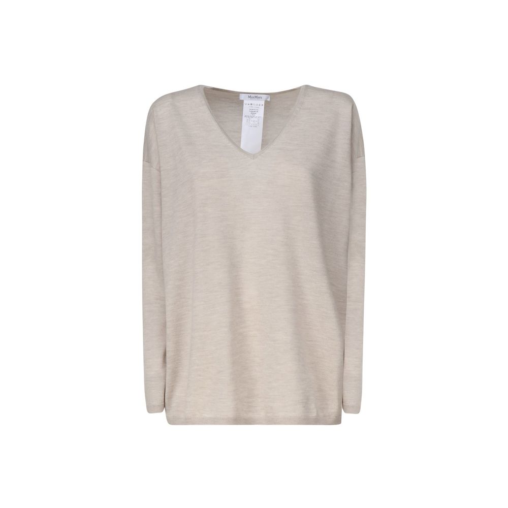 Max Mara V-Neck Cashmere Sweater - Cool Beige
