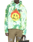 Palm Angels Logo & Flaming Sun Graphic Hoodie - Green - Made In Italy