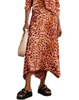 Stella McCartney Leopard Print Silk Asymmetric Midi Skirt
