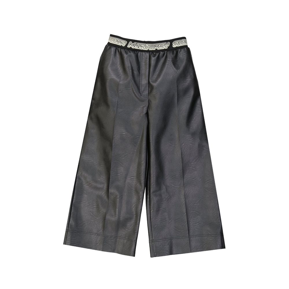 Stella McCartney Vegan Leather Wide Leg Pants - Black