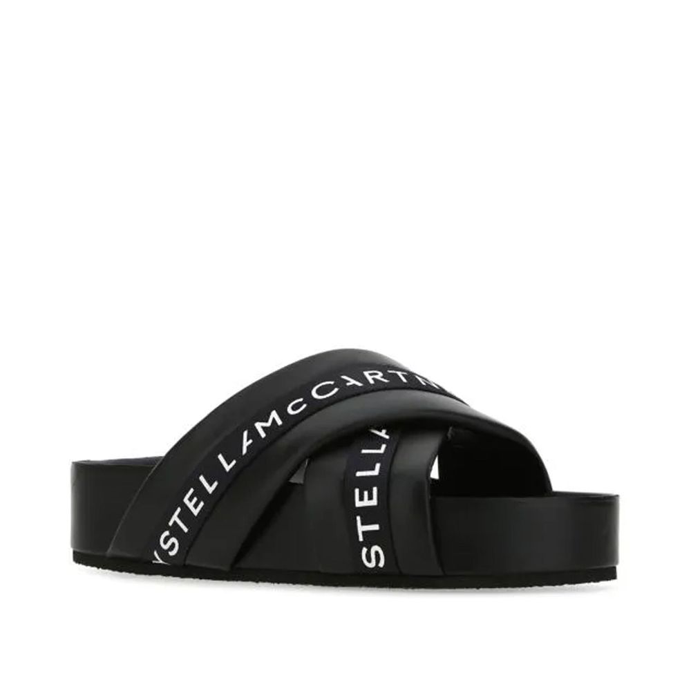 Stella McCartney Logo Criss-Cross Platform Slides