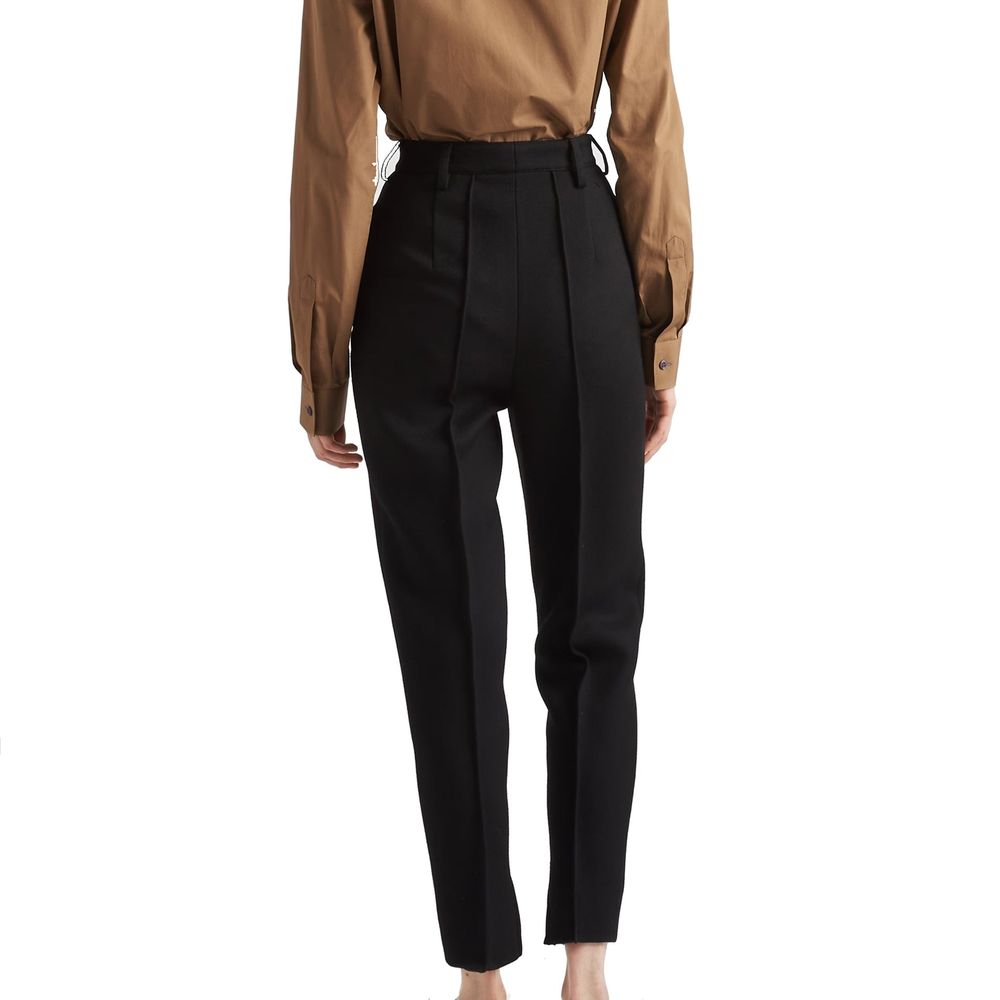 Prada High-Rise Tapered Slim Fit Pants - Black